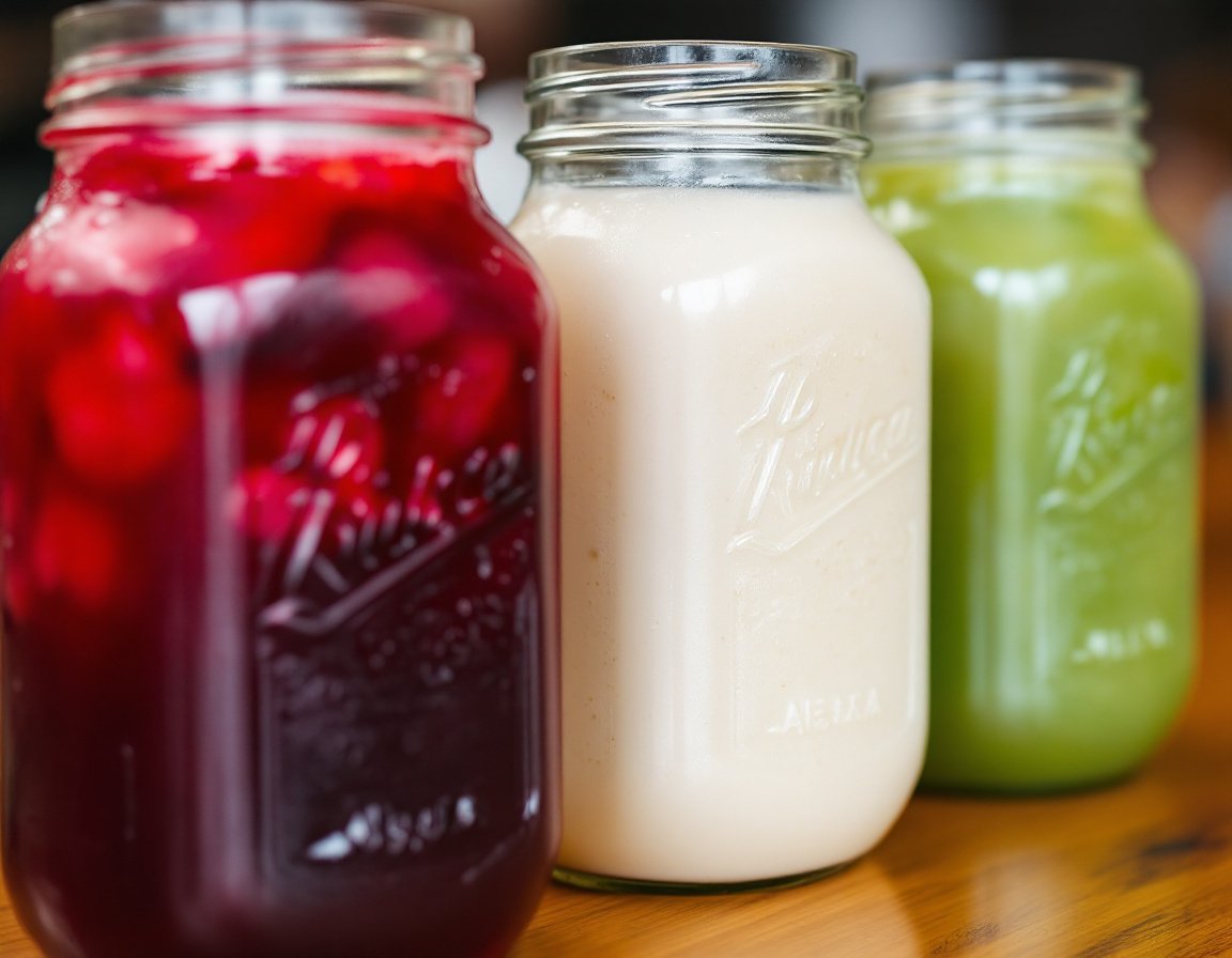 Representative photo of aguas frescas: jamaica, horchata and limeade in jars