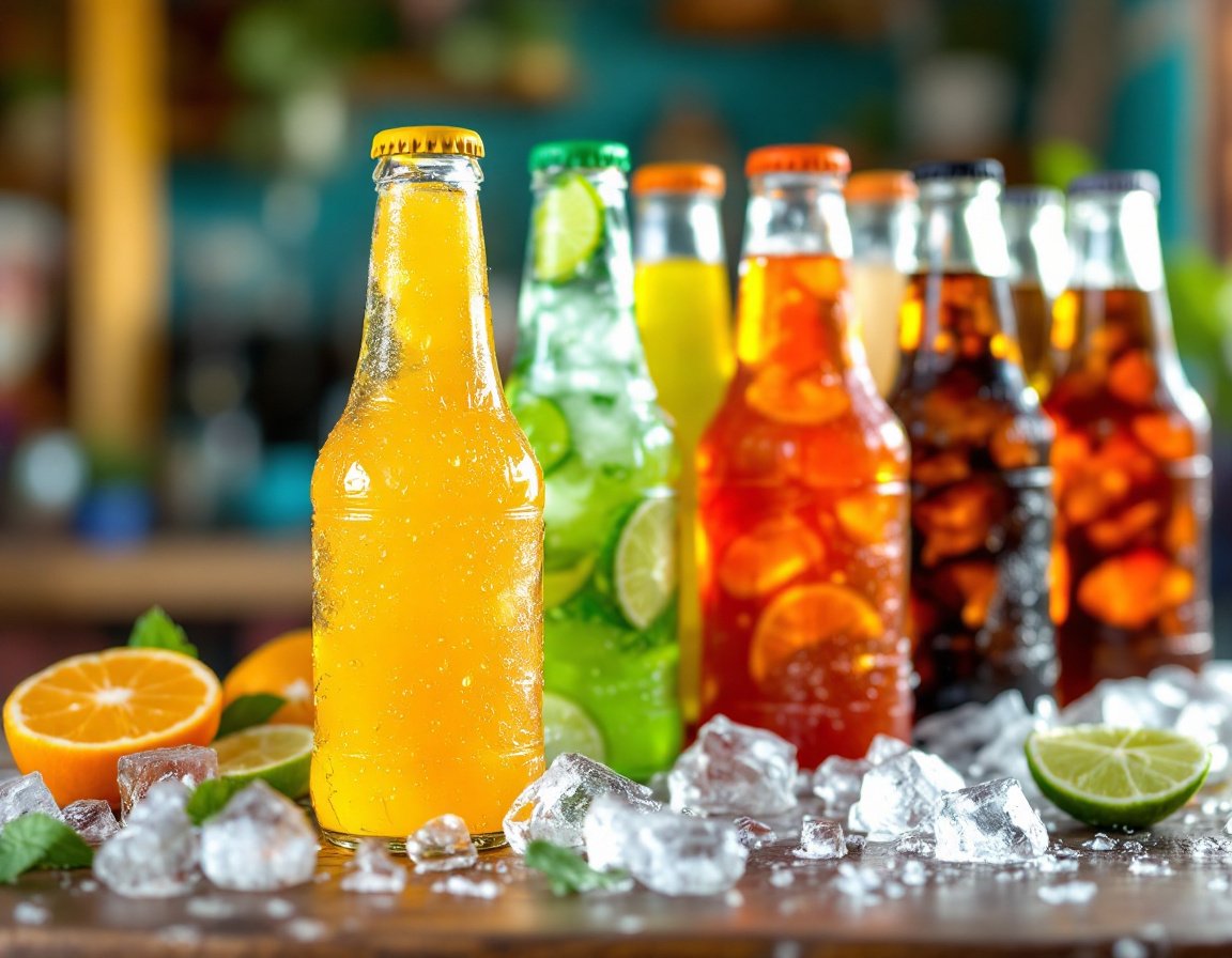 Representative photo of assorted bottled Mexican sodas on ice