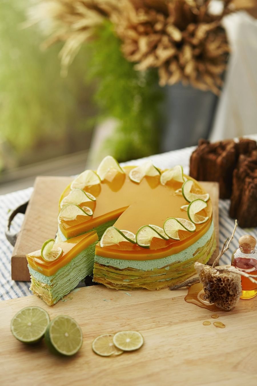 Mango and lime layered cake with citrus