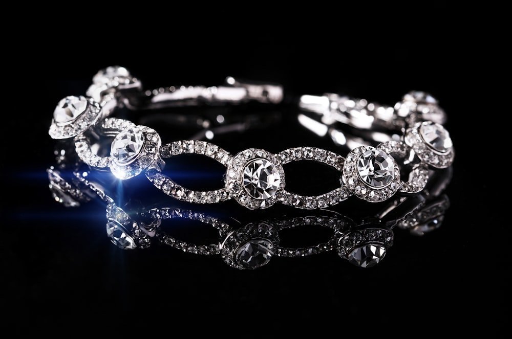 Representative photo of a diamond line bracelet on black — client inventory swaps in